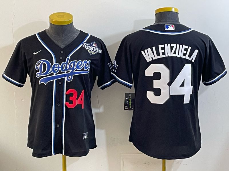 Women Nike 2026 Los Angeles Dodgers #34 Valenzuela Black Game MLB Jersey 06
